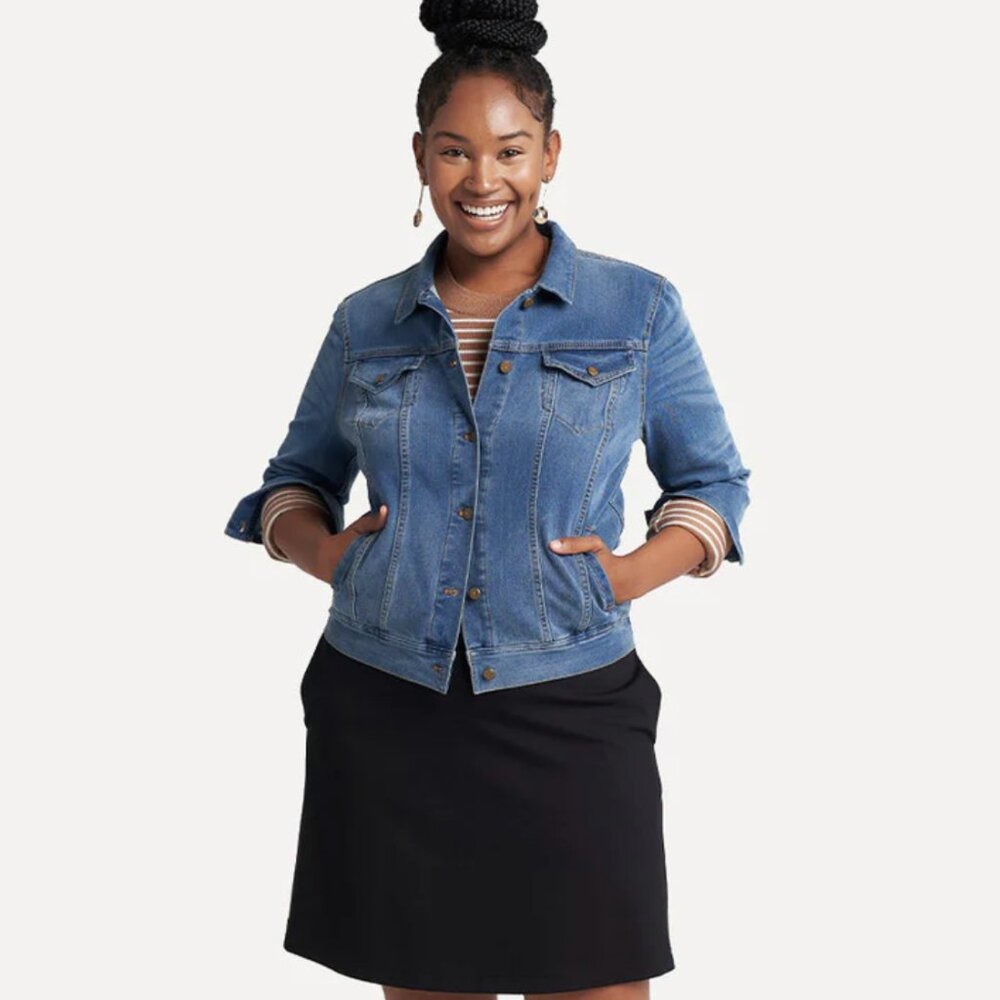 Betabrand Yoga Denim Jacket (Medium Wash) NWT - X-Large
